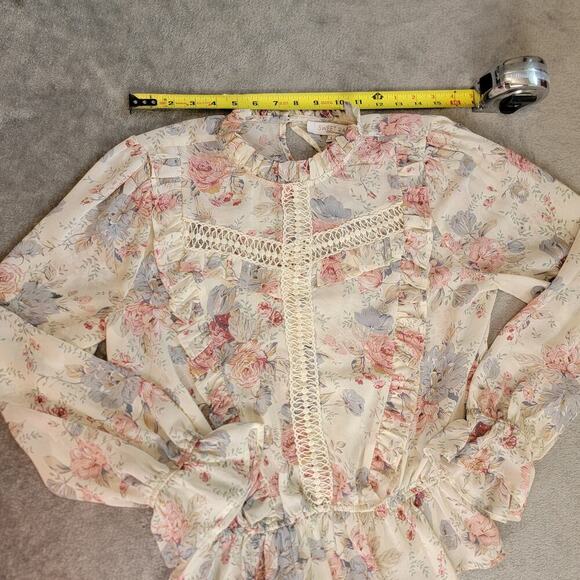Sweet Rain Blouse Large Floral Ruffle Lace Romanticcore - Picture 4 of 8